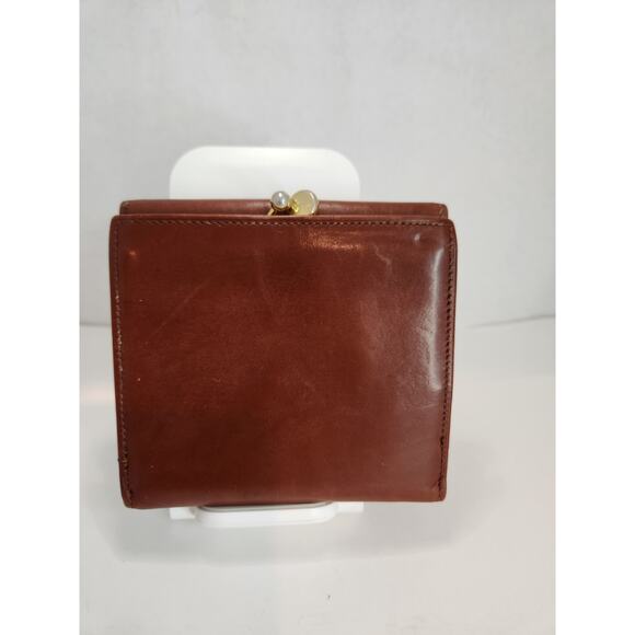 VINTAGE Salvatore Ferragamo Vara brown Kisslock Trifold Wallet Gold‎ hardware - Picture 2 of 12